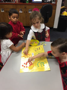 Preschoolers learning colors