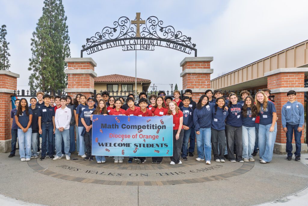 Students compete at Holy Family School in a math competition.